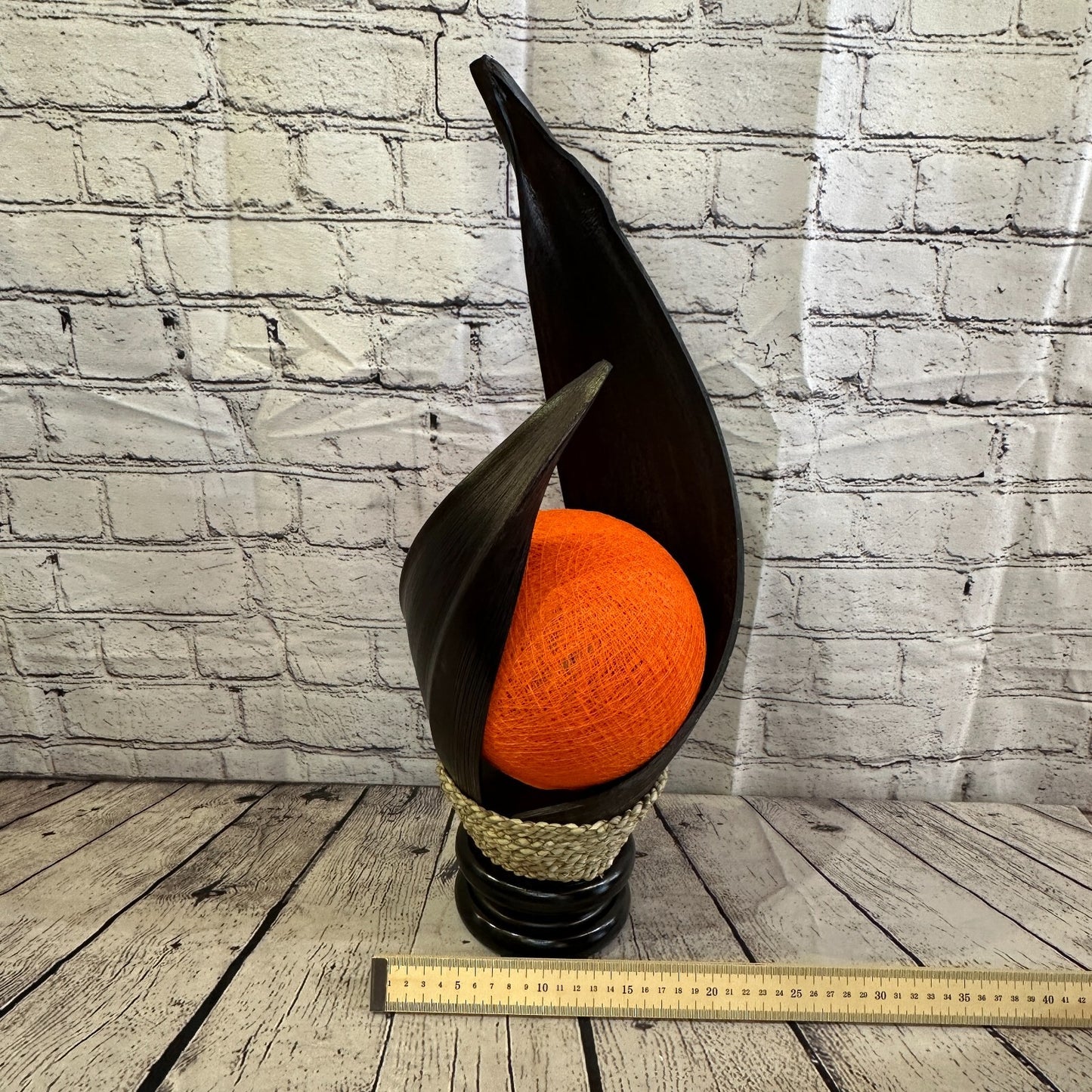 Orange Dark Brown Natural 55cm Tall Leaf Lamp Twist LED UK Mains Plug Design 2