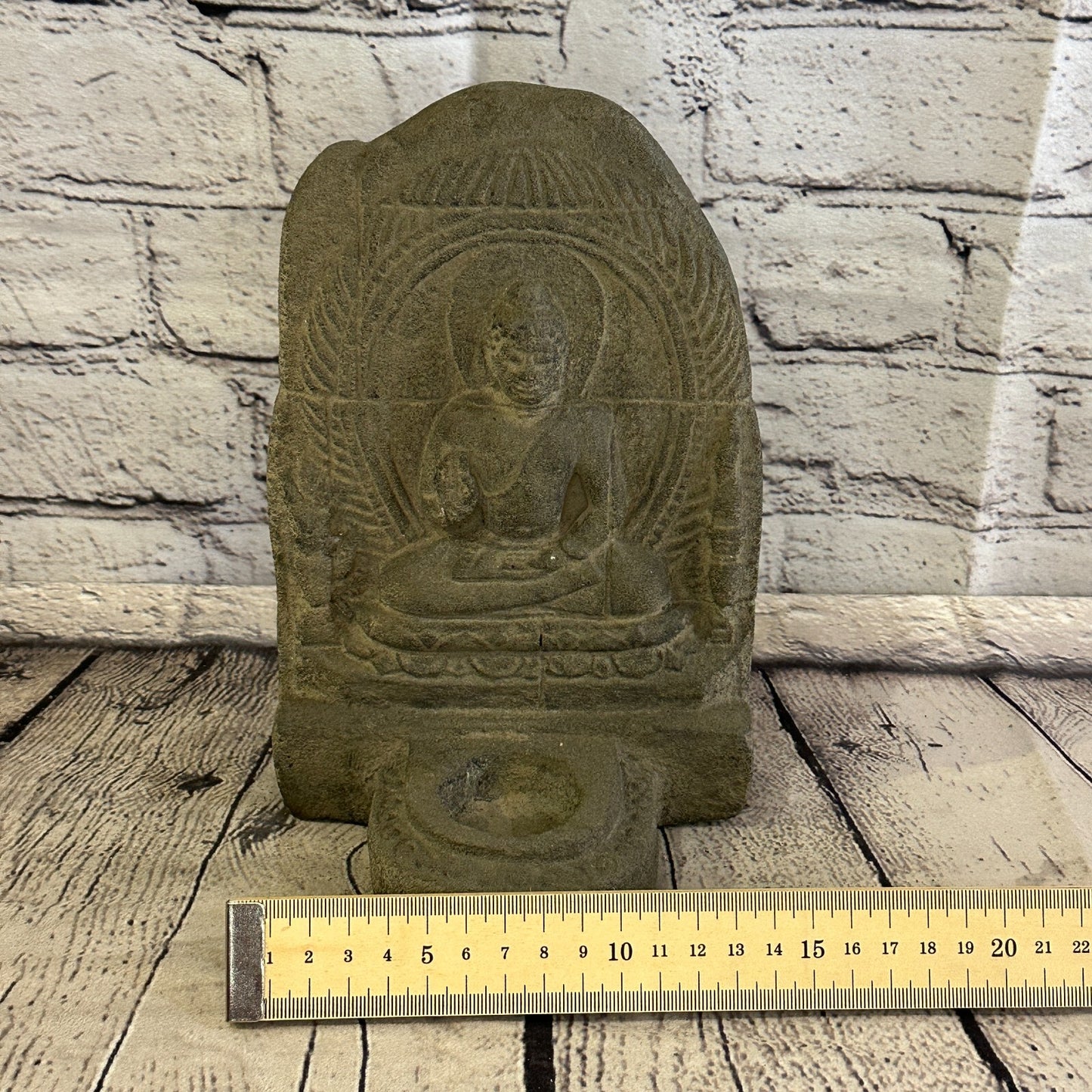 Flat Thai Buddha Candle Stone Garden 20cm Ornament Outdoor Indoor Statue Hindu