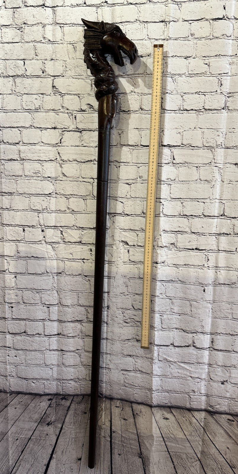 Dragon Head 140cm Staff Tribal African Walking Stick Cane Hand Carved Dark Wood