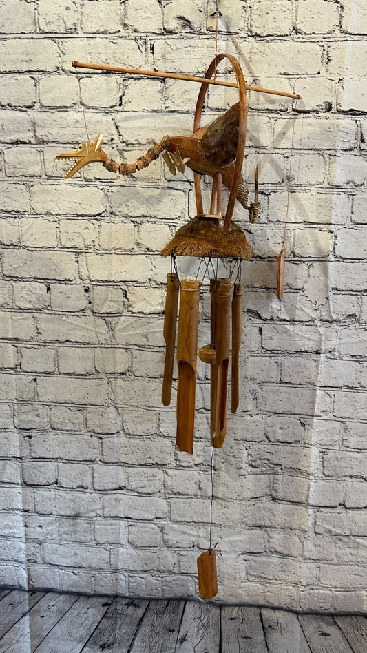 Dragon With Chimes Bamboo Windchime 60cm Garden Gift Summer Handmade Chimes
