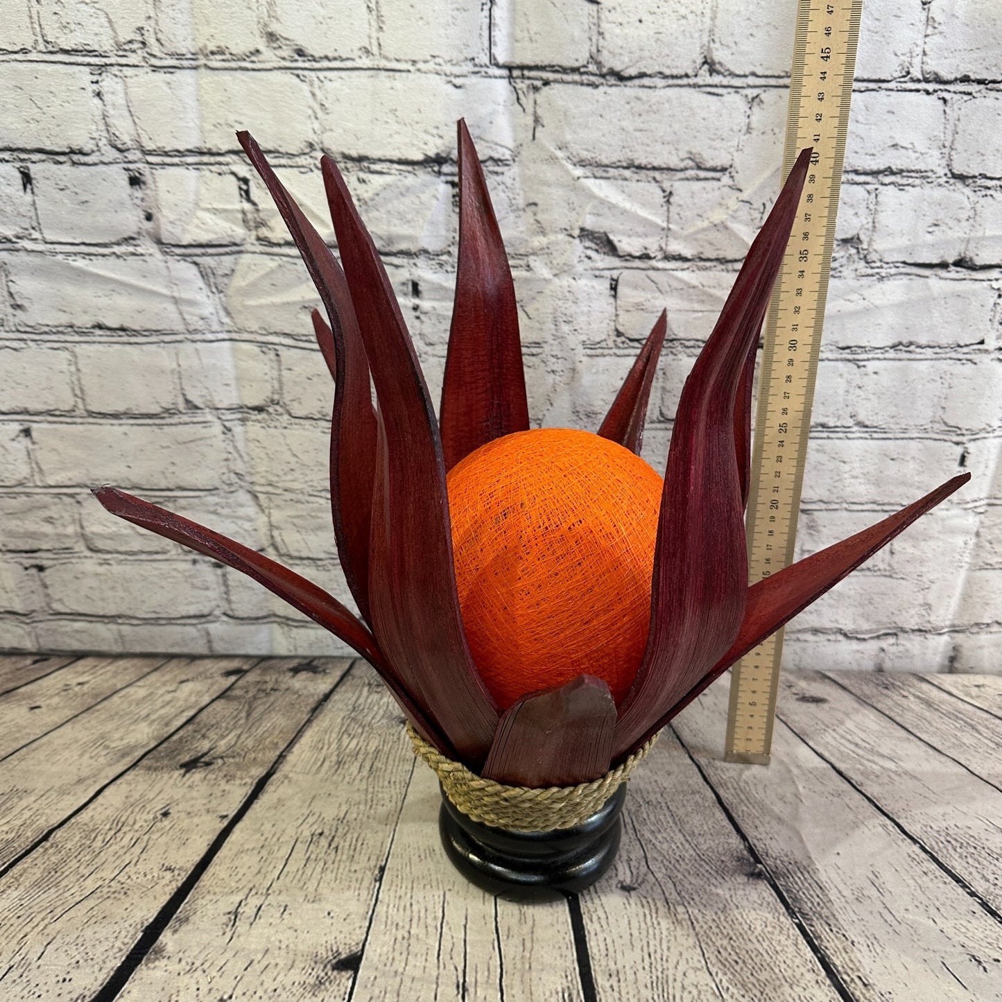 Orange Red Leaf Natural 45cm Tall Leaf Lamp Twist LED UK Mains Plug Design 6