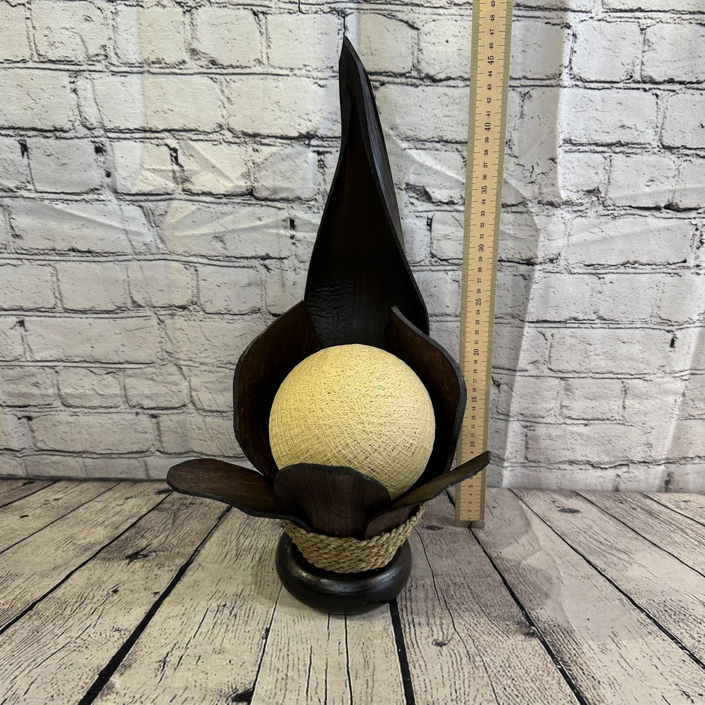 White Brown Leaf Natural 45cm Tall Leaf Lamp Twist LED UK Mains Plug Design 7