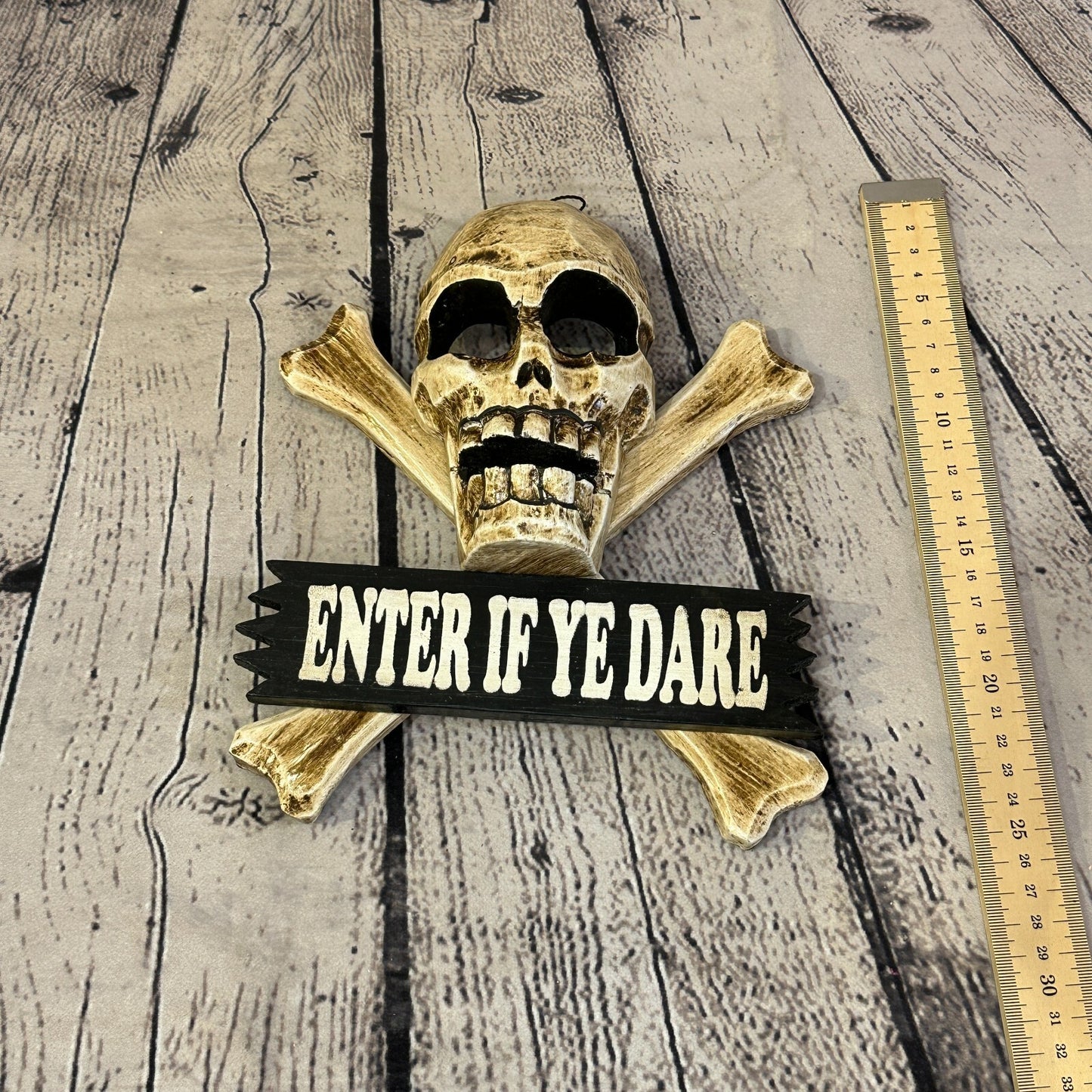 Skull & Crossbones Enter If Ye Dare Pirate Sign Door Plaque 20cm x 20cm Handmade