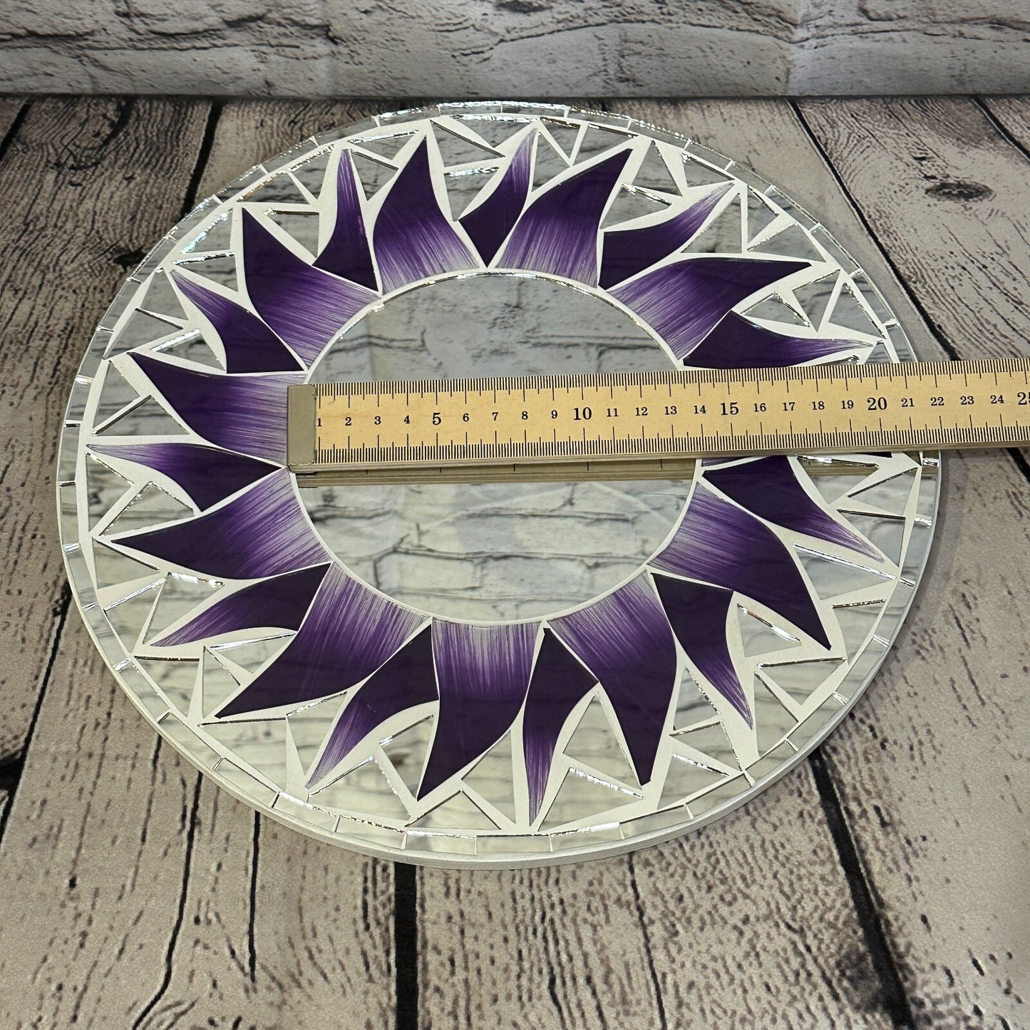 Purple Flame Sun Mosaic Tile Wall Mirror 30cm x 30cm 12 Inches Handmade New