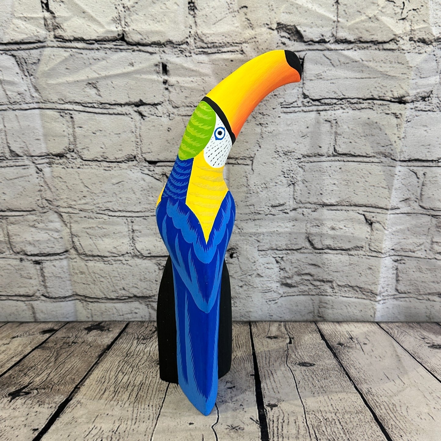 30cm Blue Toucan Bird Ornament Statue Fair Trade Hand Made Carved Wood