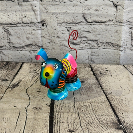 10cm x 10cm Blue Bight Colour Spring Dog Cartoon Ornament Painted Statue