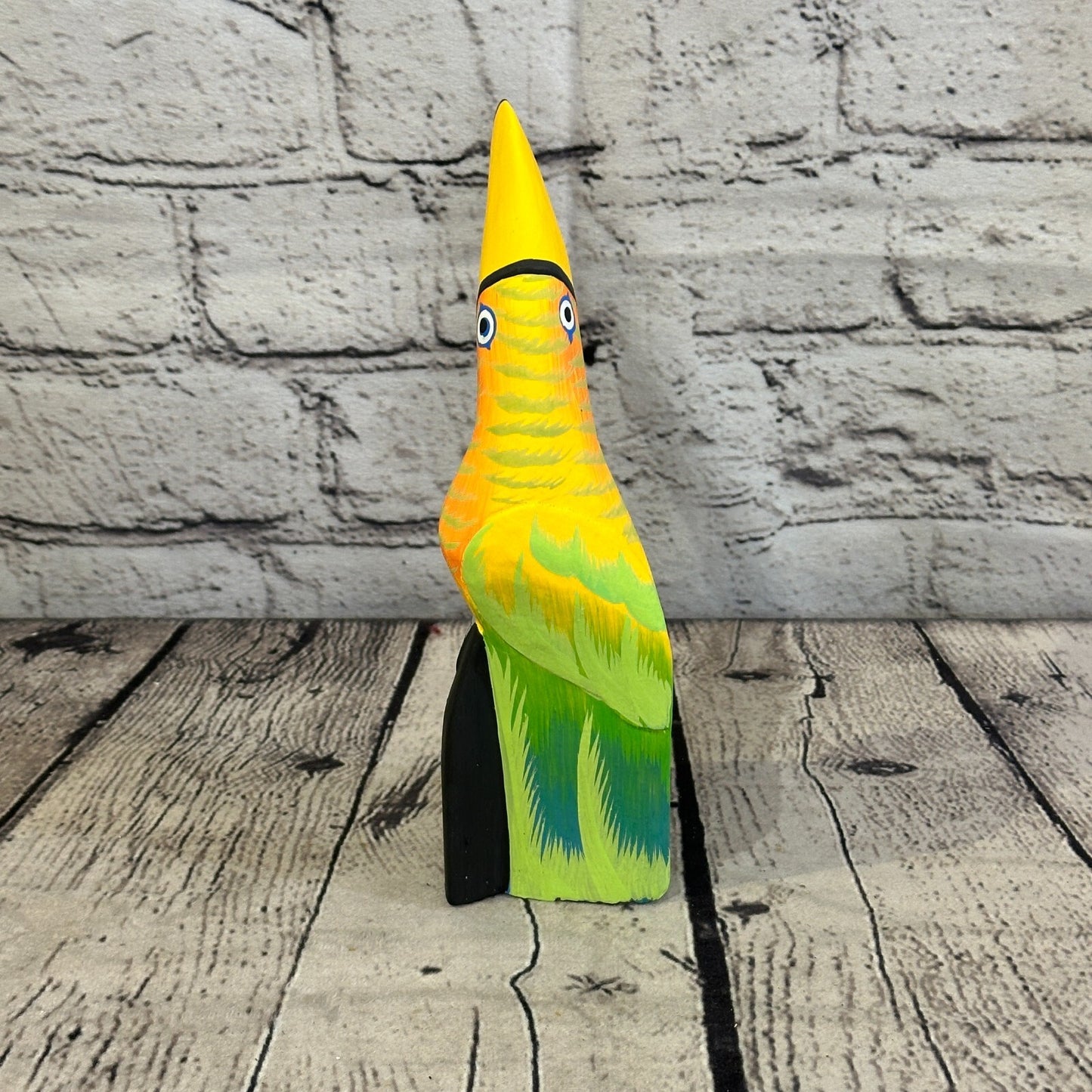 15cm Yellow Toucan Bird Ornament Statue Fair Trade Hand Made Carved Wood