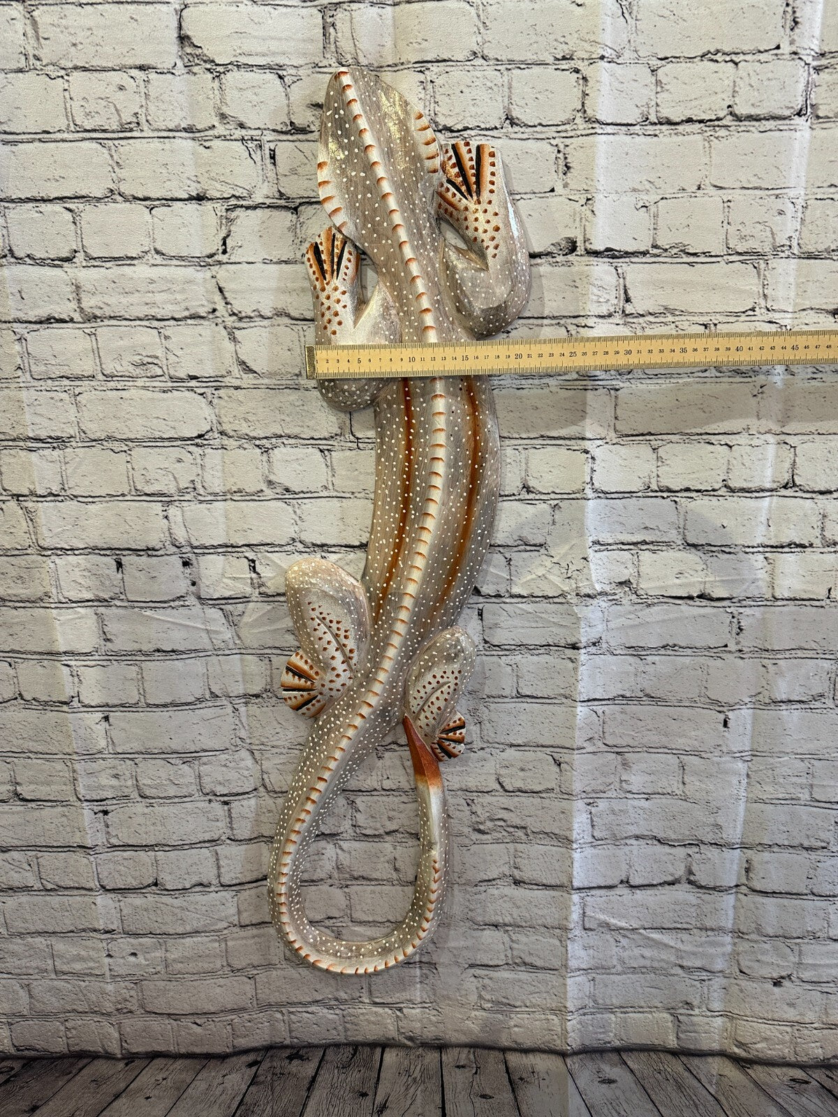 100cm Gecko Lizard Grey Wood Wall Hanging Wooden Ornaments Wood Carving