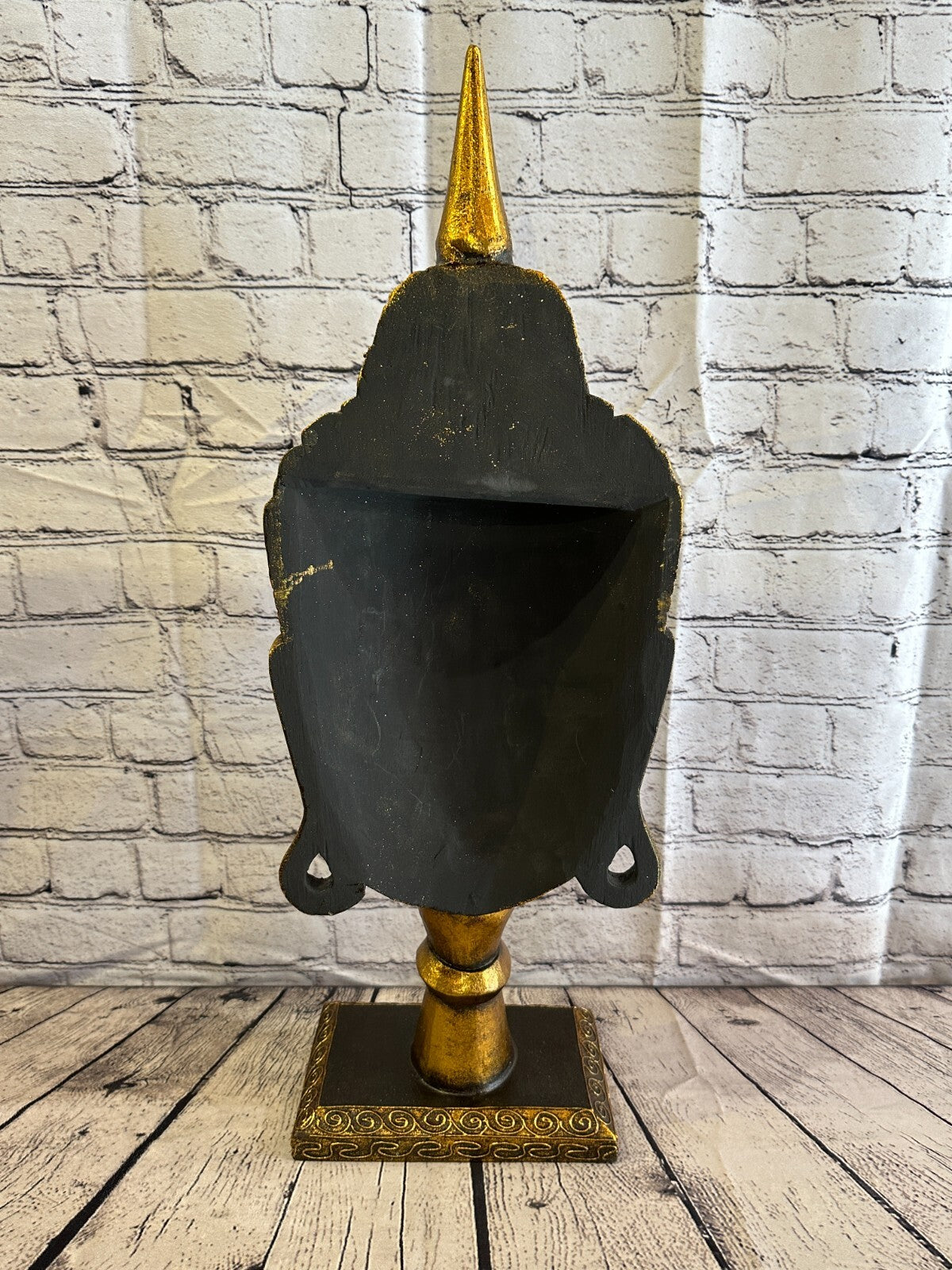 65cm Gold Buddha Head Wooden Standing Statue Figurine Ornament Fair Trade
