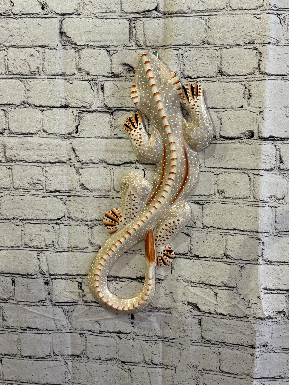 50cm Gecko Lizard Grey Wood Wall Hanging Wooden Ornaments Wood Carving