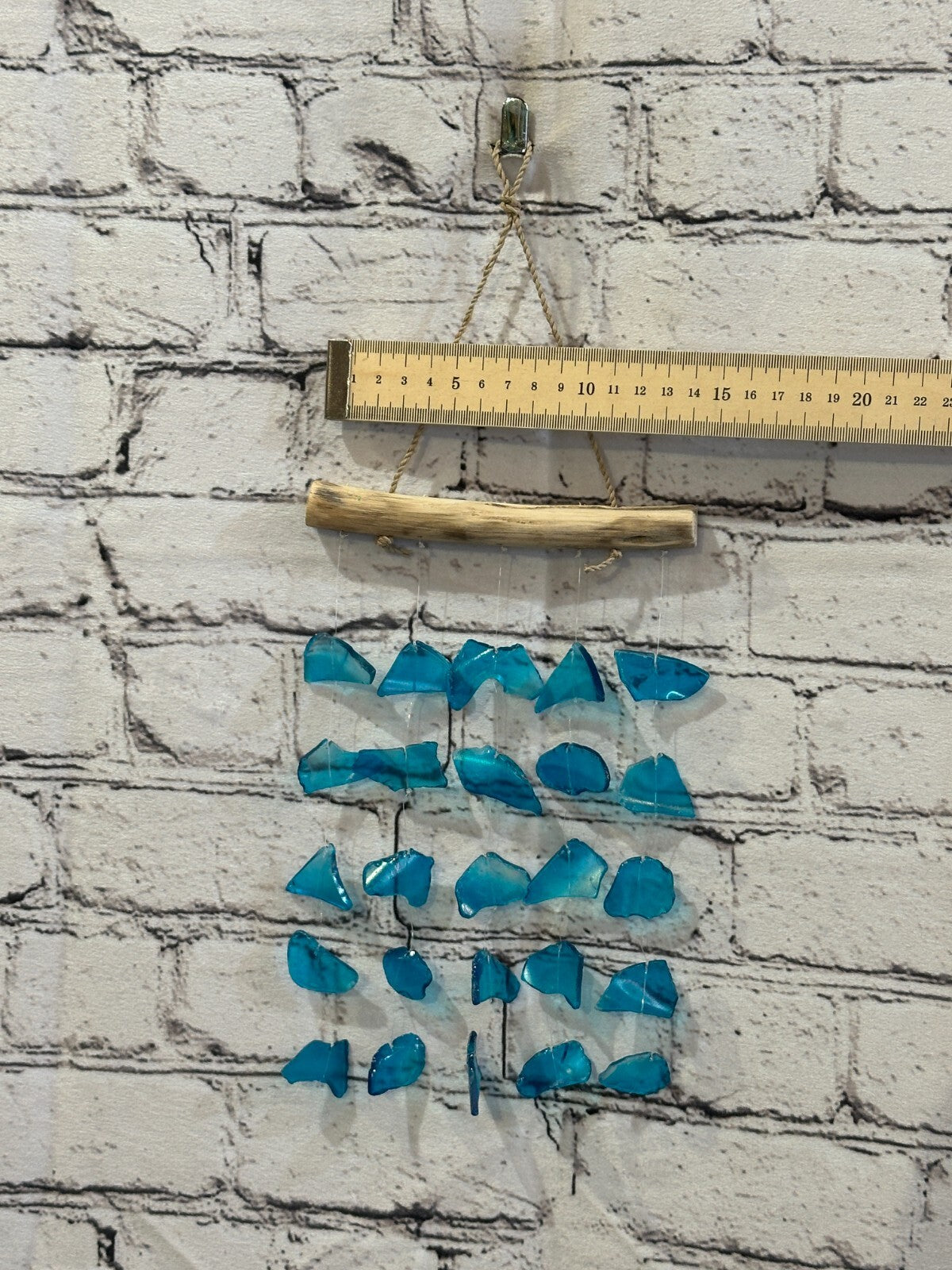25cm x 15cm Light Blue Wind Recycled Glass Driftwood Handmade Garden Home Mobile