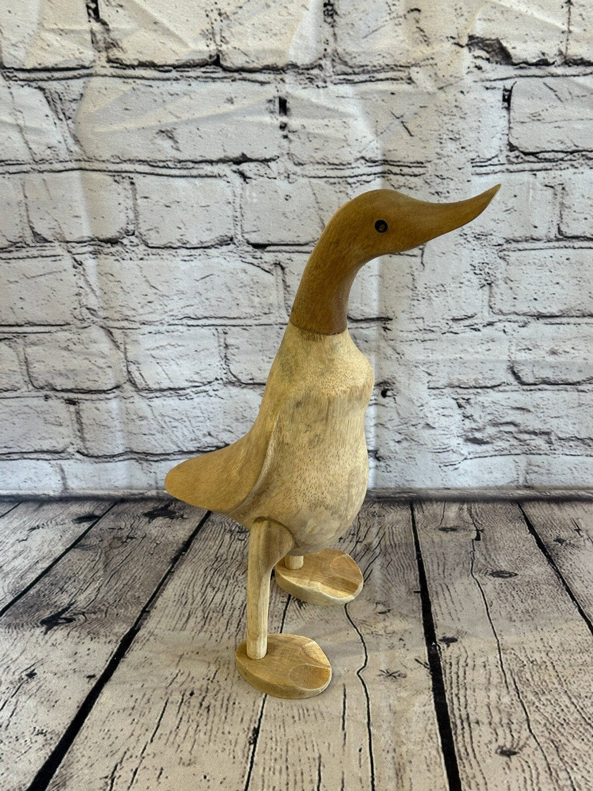 Looking Forward 30cm Tall Wooden Hairy Duckling Baby Duck Bamboo Root Fairtrade