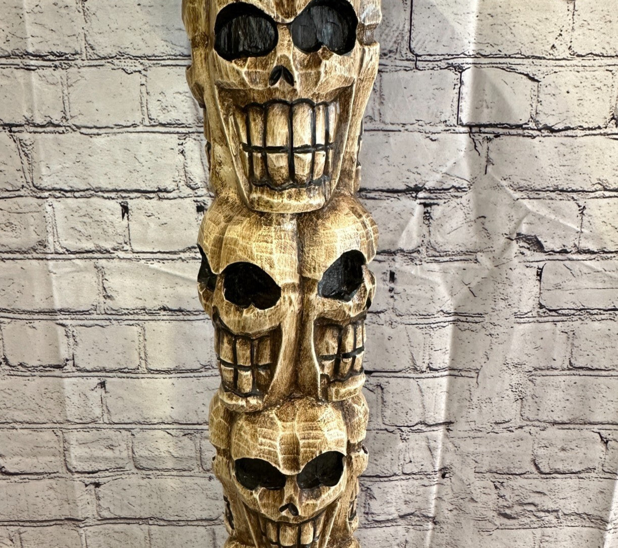 35cm Skull Tower Wood Side Table Bone Skull Flower Stand Solid Wood Gothic New
