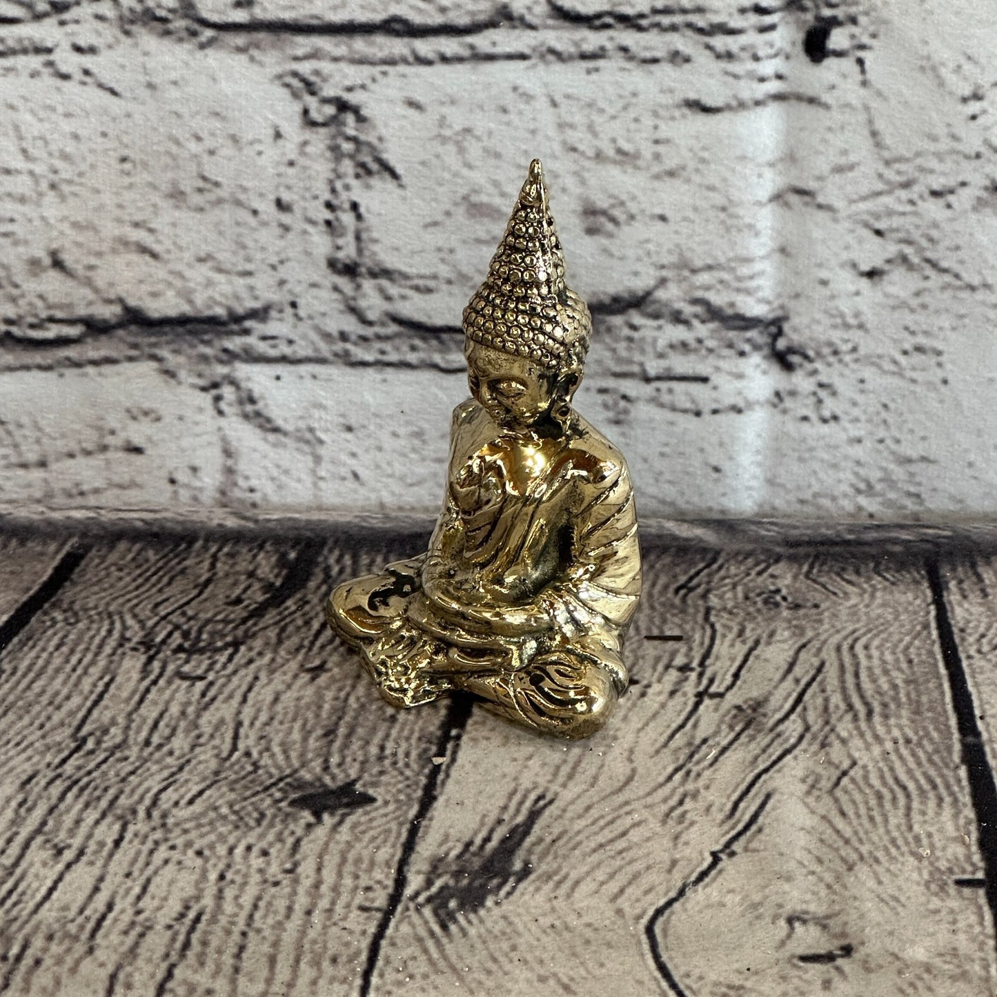 9cm x 5cm Sitting Thai Bronze Buddha Blessing Statue Figure Table Decoration Art