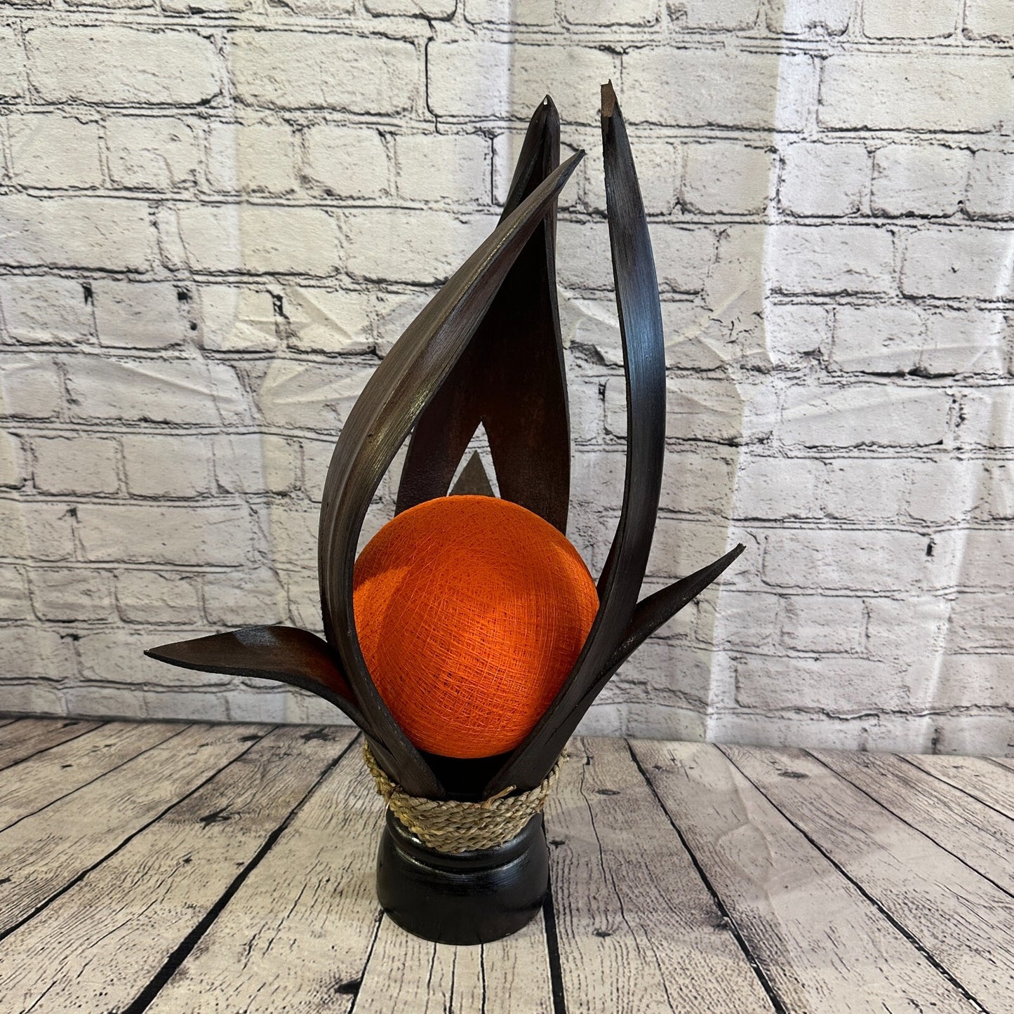 Orange Brown Leaf Natural 50cm Tall Leaf Lamp Twist LED UK Mains Plug Design 11