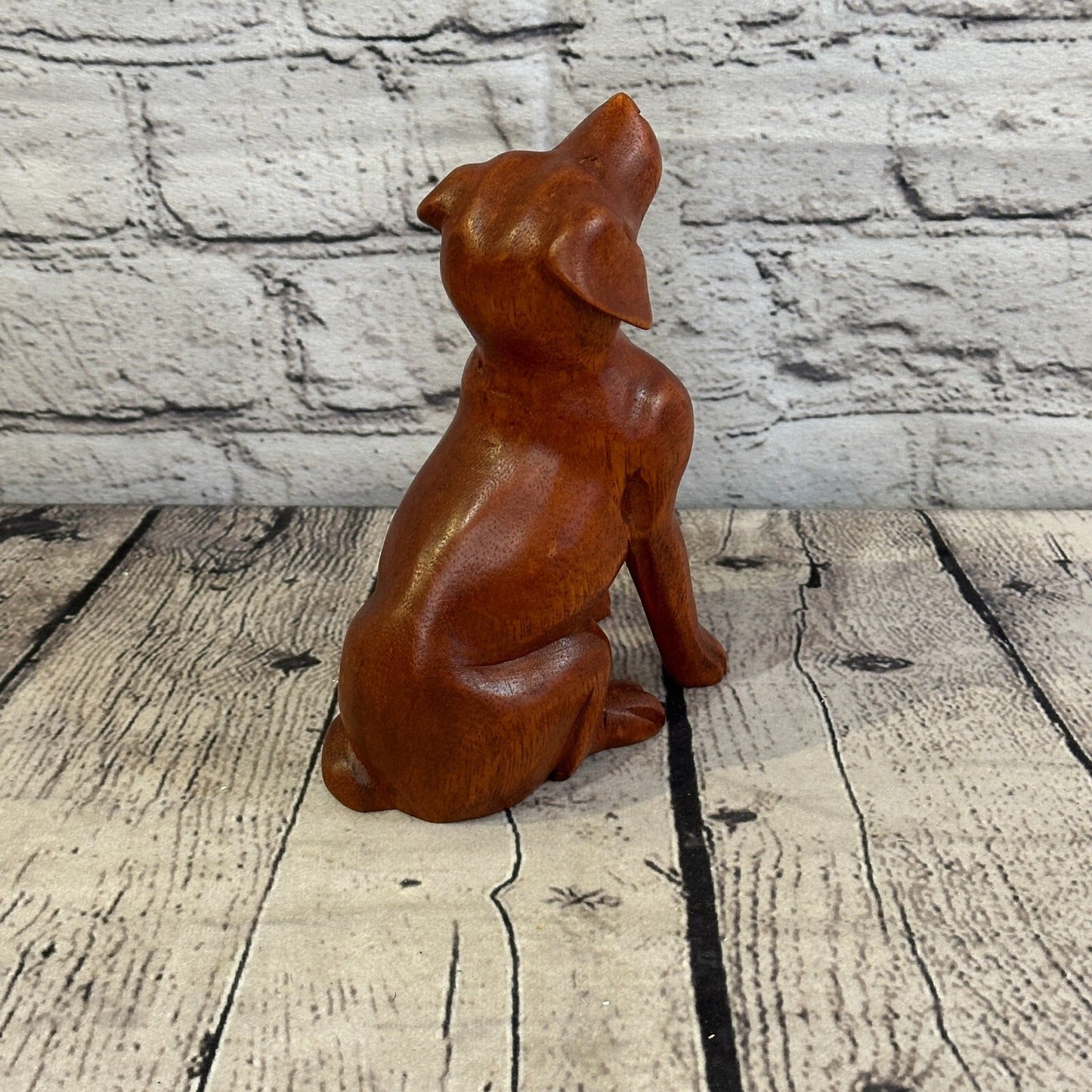 Sitting Dog 16cm Tall Labrador Wooden Shabby Dog Statue Ornament Fair Trade