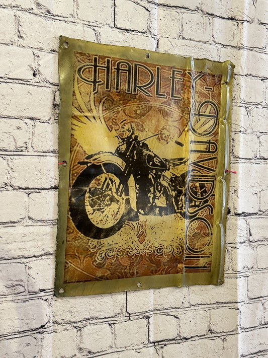 Motorbike Harley Davidson Advert Wall Plaque 42cm x 36cm Vintage Retro Tin Sign