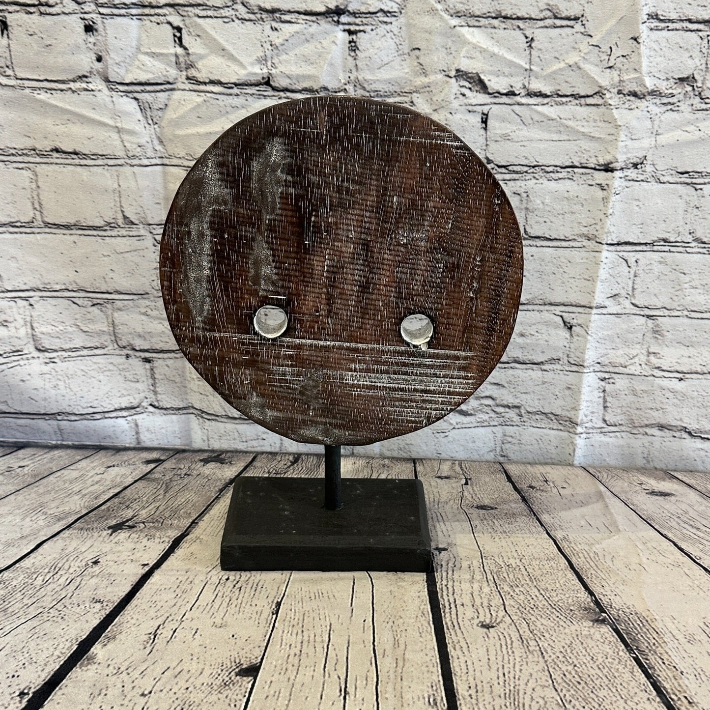35cm x 25cm  Wooden Tribal Primitive Black Mask Stand Sculpture Statue Art