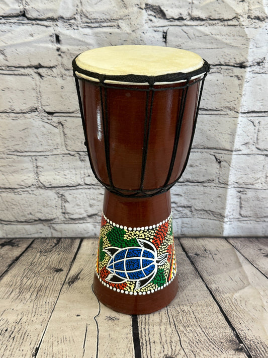 30cm Painted Wooden Djembe Bongo Painted African Influenced Drum High Handmade