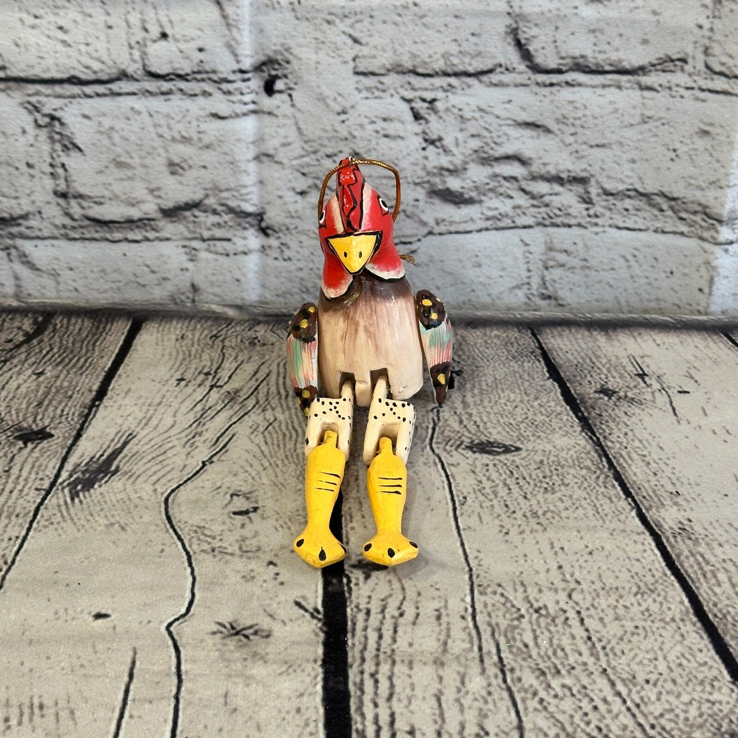 10cm Chicken Sitting Animal, Wooden Shelf Ornament Handmade and Fairtrade