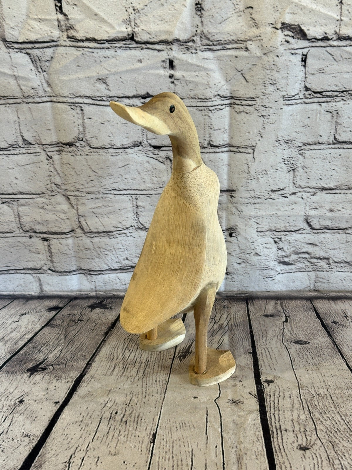 Looking Back 30cm Tall Wooden Hairy Duckling Baby Duck Bamboo Root Fairtrade