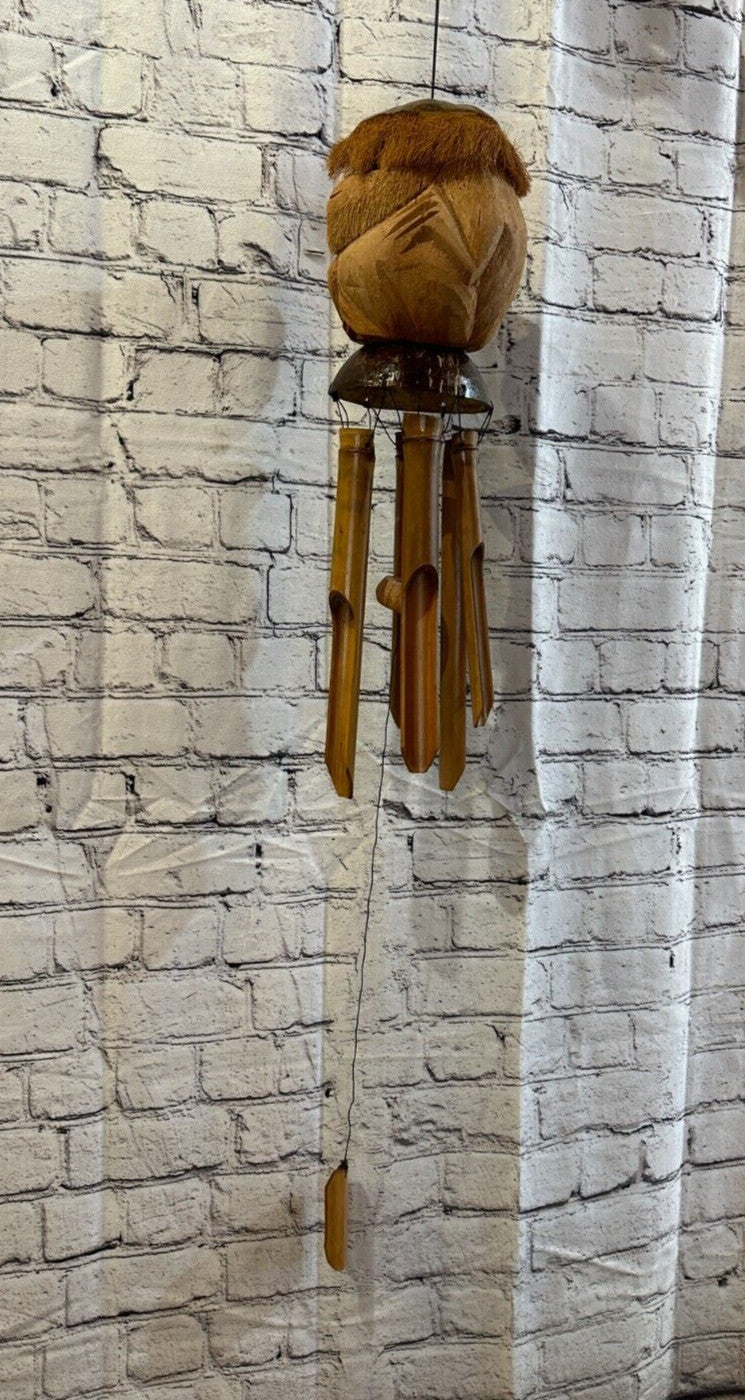 Monkey With Chimes Bamboo Windchime 20cm Garden Gift Summer Handmade Chimes