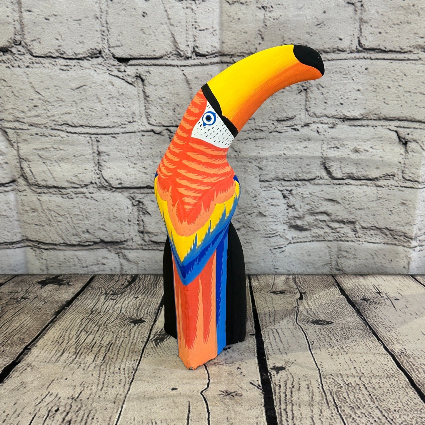 20cm Red Toucan Bird Ornament Statue Fair Trade Hand Made Carved Wood