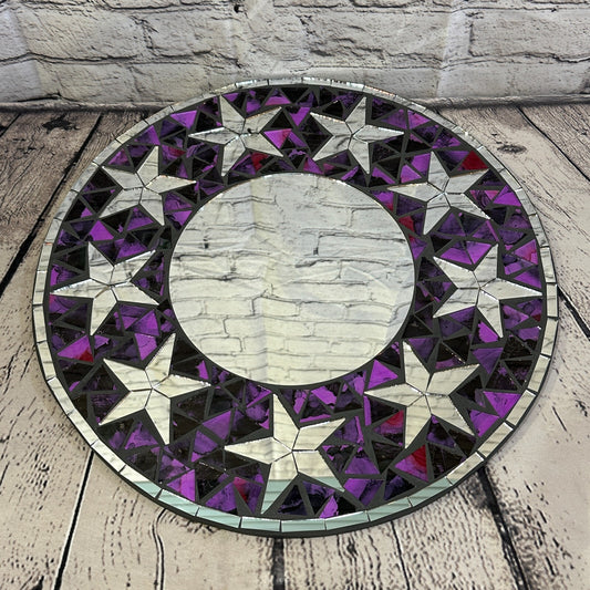 Purple Stars Mosaic Tile Wall Mirror 40cm x 40cm 16 Inches Handmade New