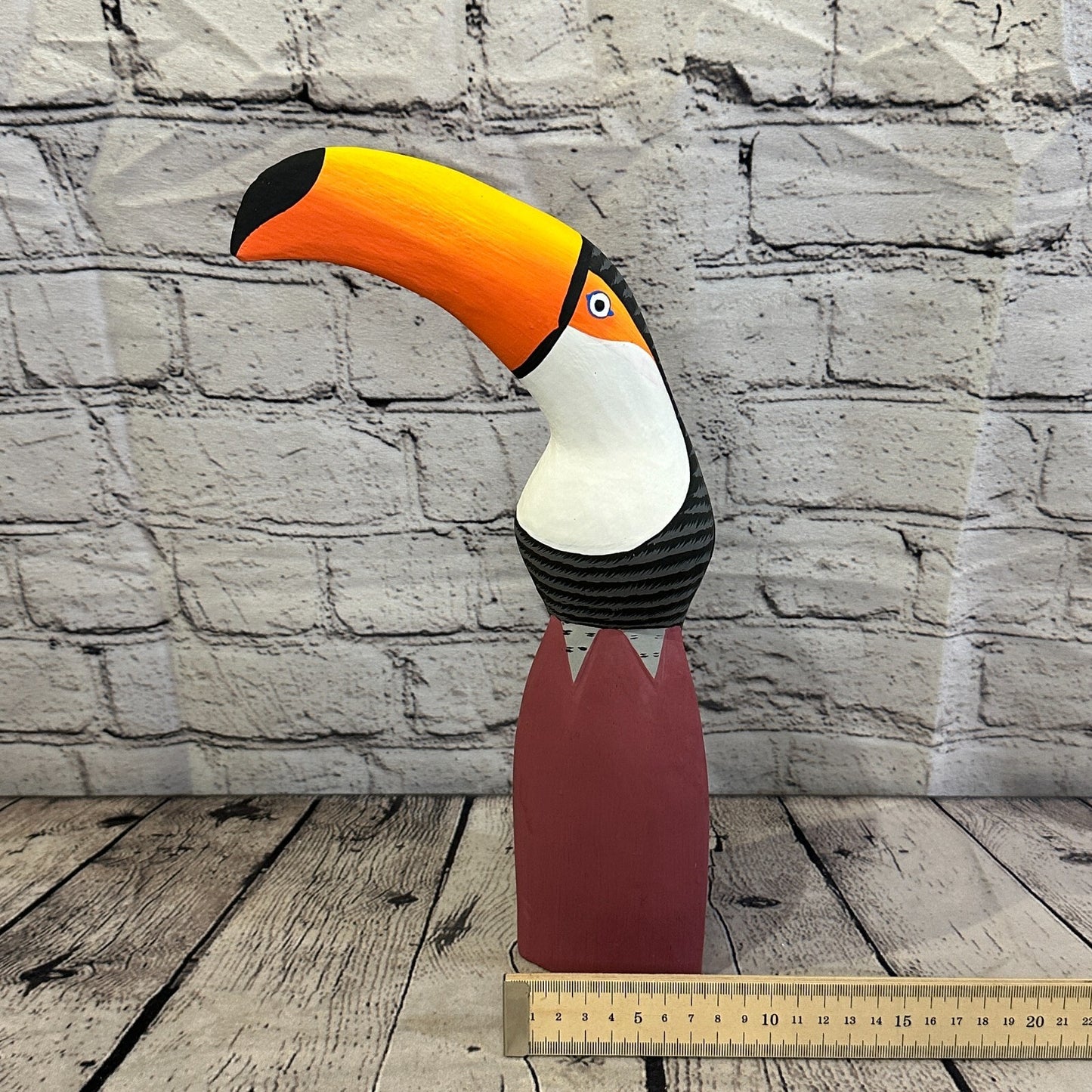30cm Black Toucan Bird Ornament Statue Fair Trade Hand Made Carved Wood