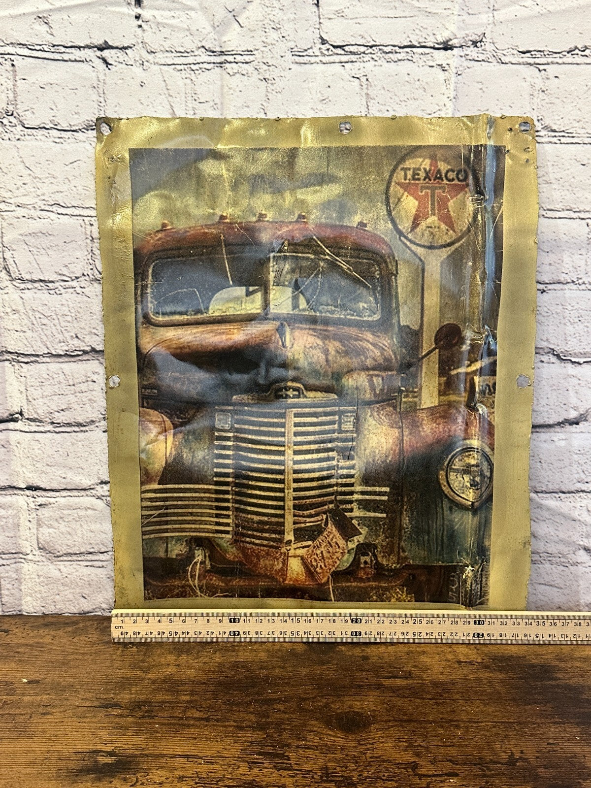 Texaco Petrol Truck USA Advert Wall Plaque 42cm x 36cm Vintage Retro Tin Sign
