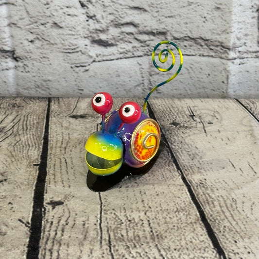 10cm x 7cm Blue Snail Bug Cartoon Postcard Holder Ornament Painted Statue