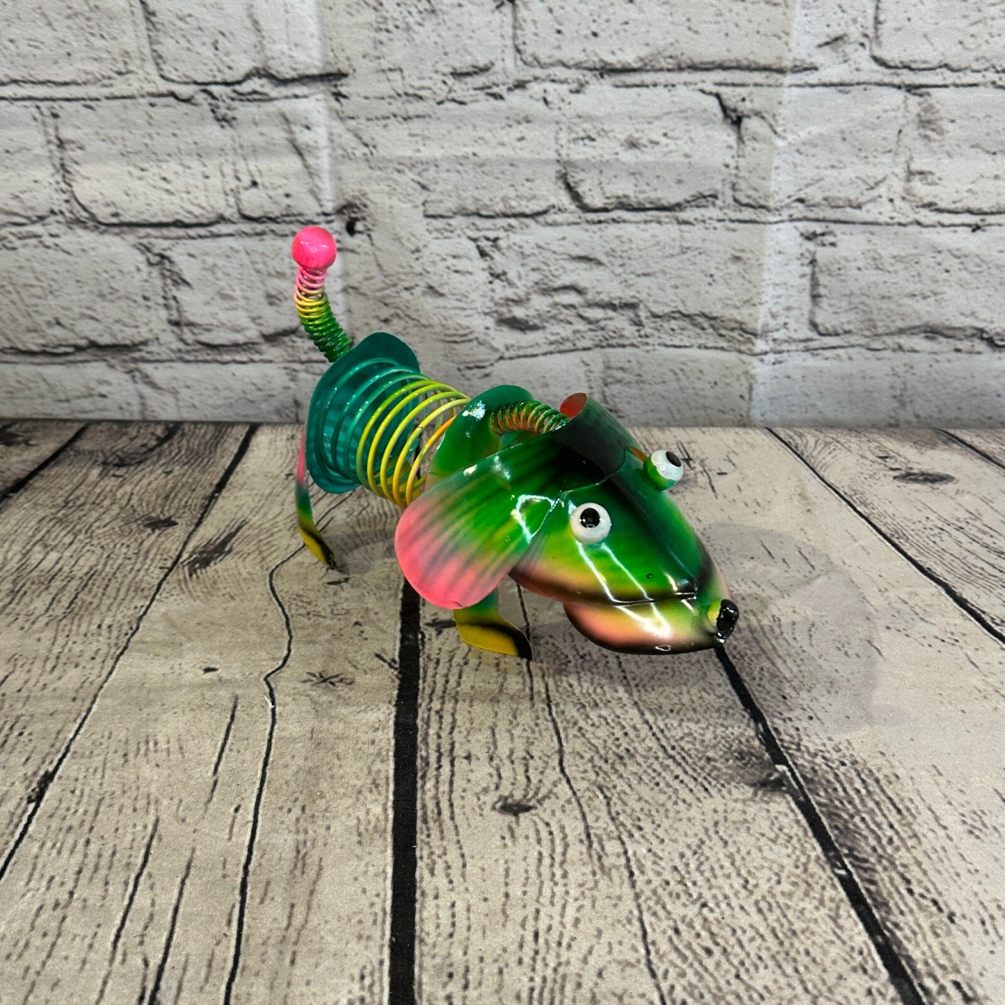 20cm x 15cm Green Bight Colour Spring Dog Cartoon Ornament Painted Statue
