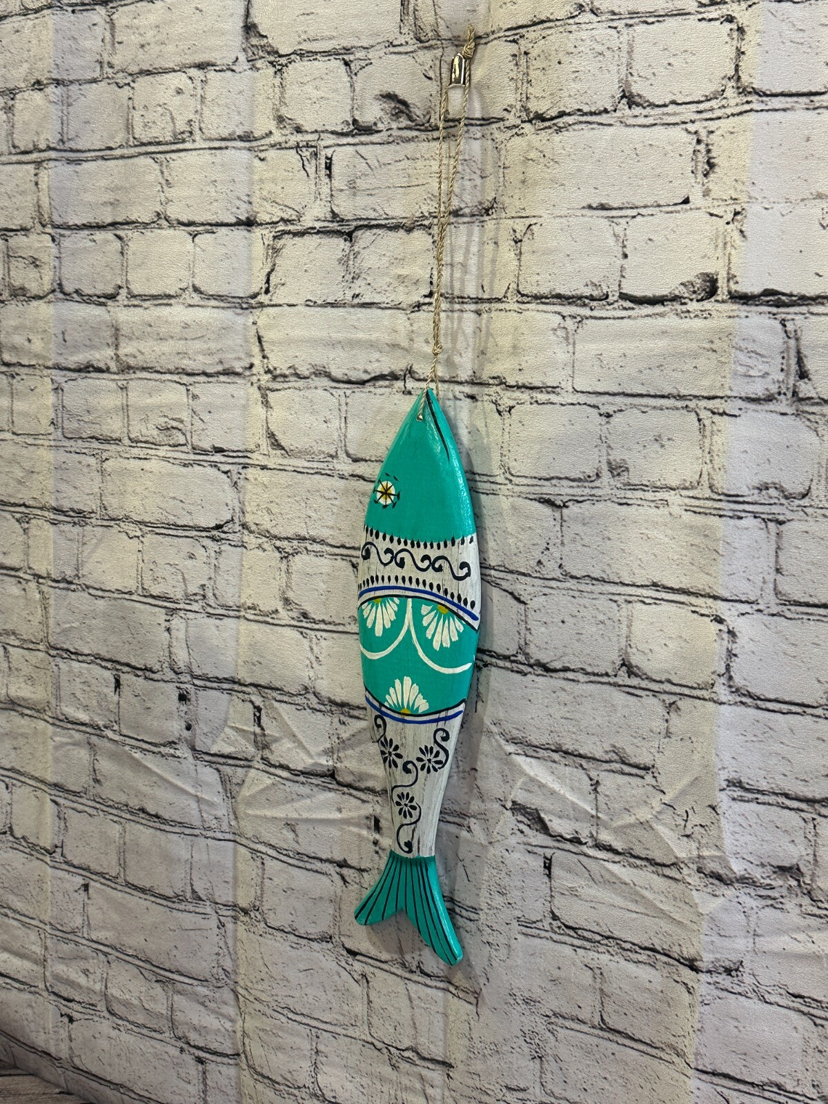 40cm Hanging Fish Hand Painted Fish Wooden Hanging Fish Coastal Decor Design 4