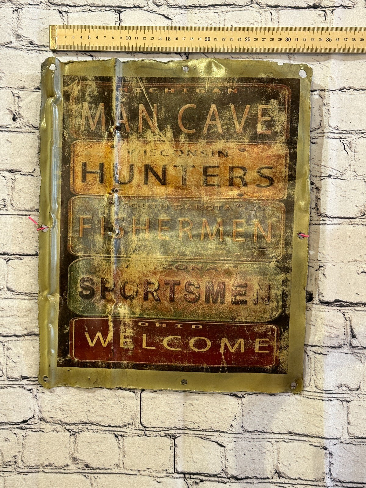 US States Manly Poster Advert Wall Plaque 42cm x 36cm Vintage Retro Tin Sign