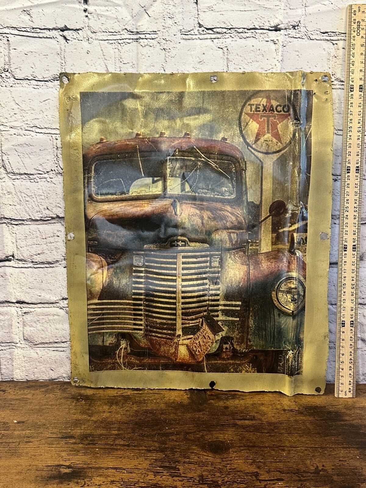 Texaco Petrol Truck USA Advert Wall Plaque 42cm x 36cm Vintage Retro Tin Sign