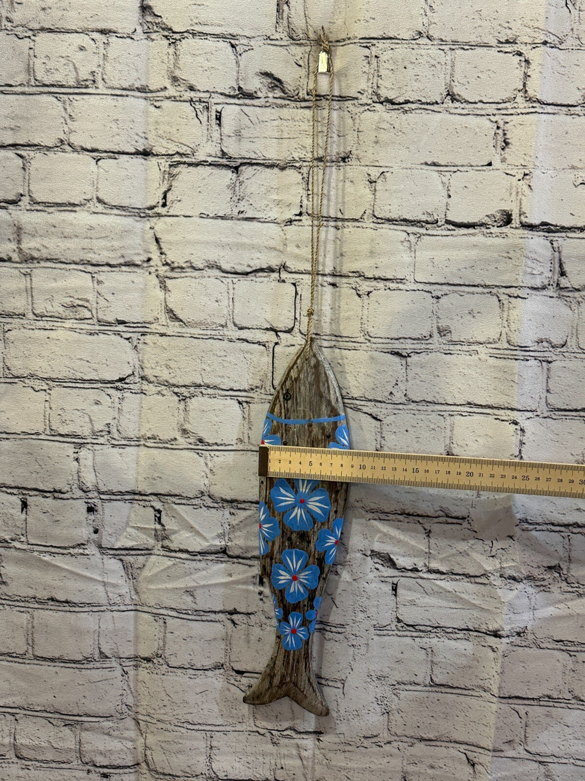 40cm Hanging Fish Hand Painted Fish Wooden Hanging Fish Coastal Decor Design 5
