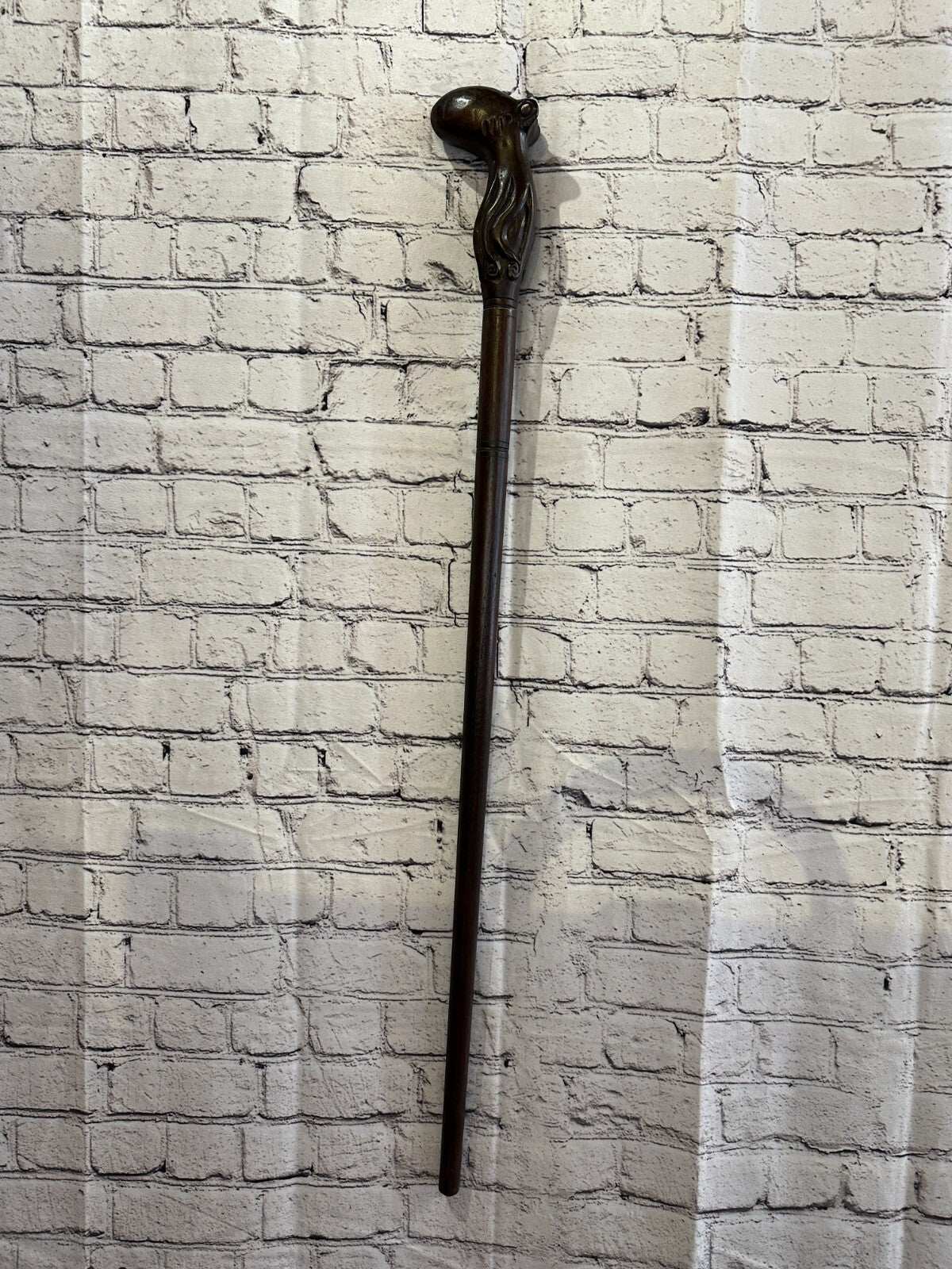 Octopus Squid 90cm Tribal African Walking Stick Cane Hand Carved Dark Wood