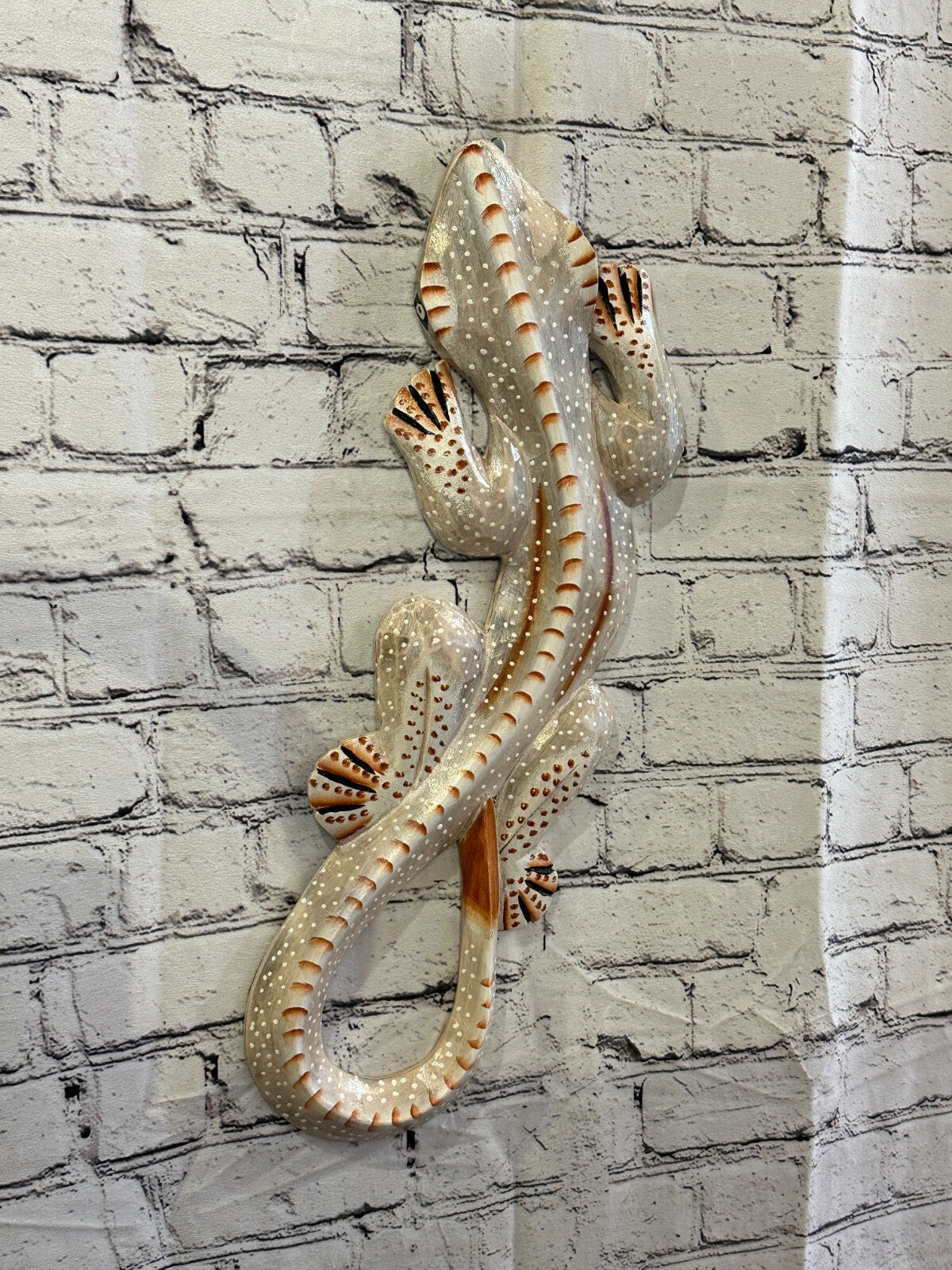 50cm Gecko Lizard Grey Wood Wall Hanging Wooden Ornaments Wood Carving