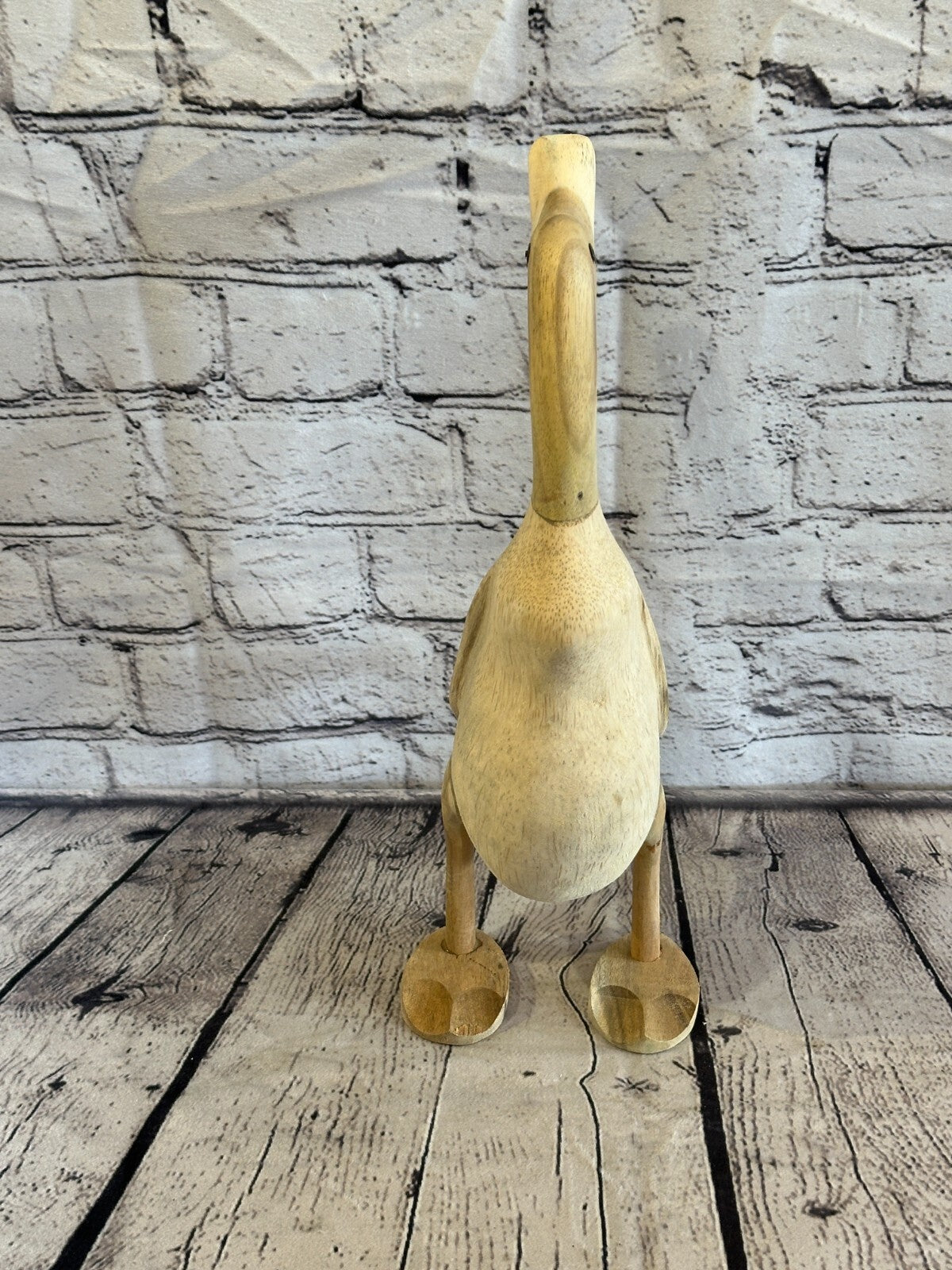 Looking Back 30cm Tall Wooden Hairy Duckling Baby Duck Bamboo Root Fairtrade