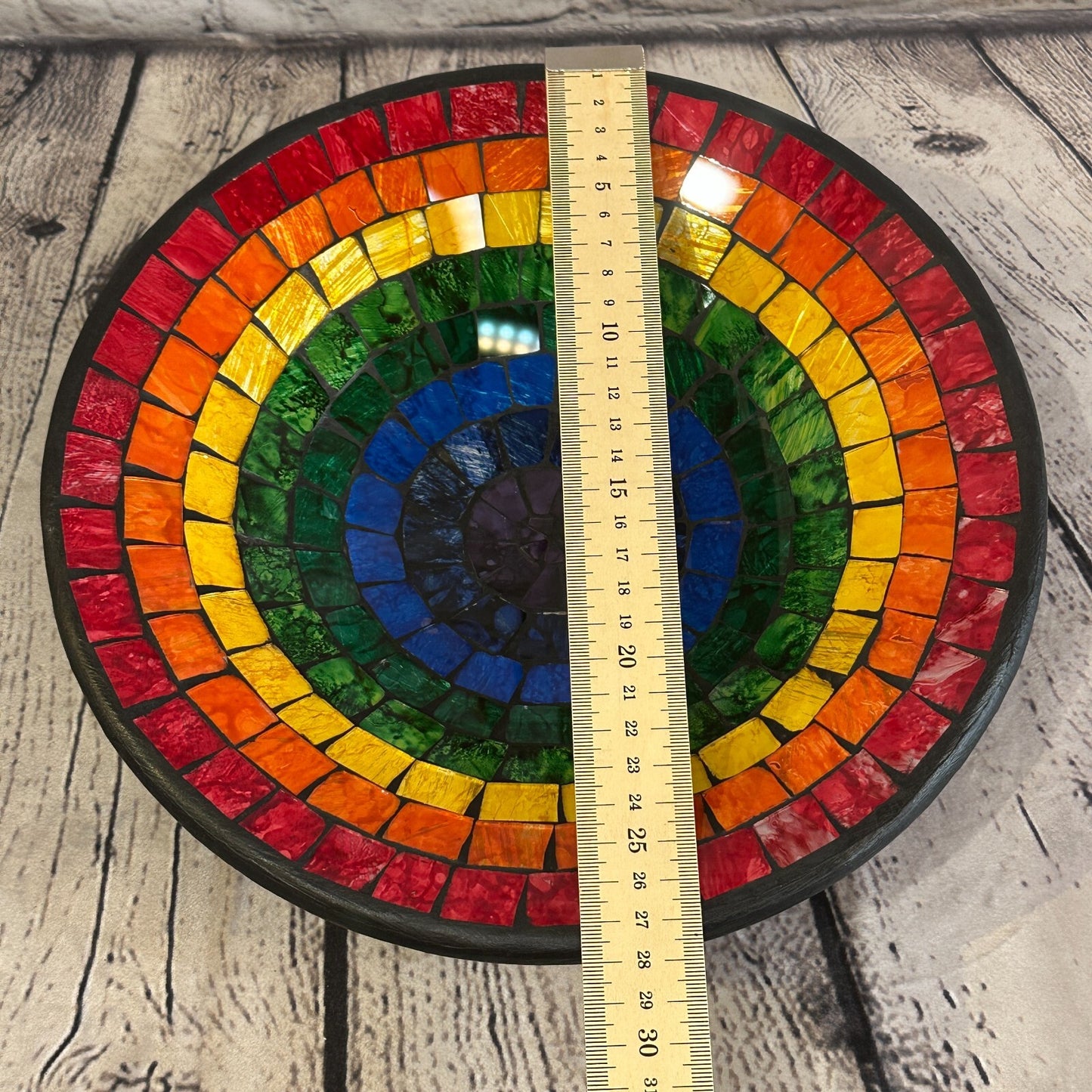 28cm Rainbow Eye Round Mosaic Handmade Ceramic Glass Tile Bowl Fruit