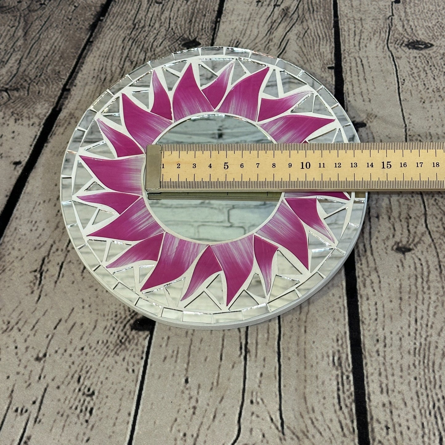 Pink Flame Sun Mosaic Tile Wall Mirror 20cm x 20cm 8 Inches Handmade New