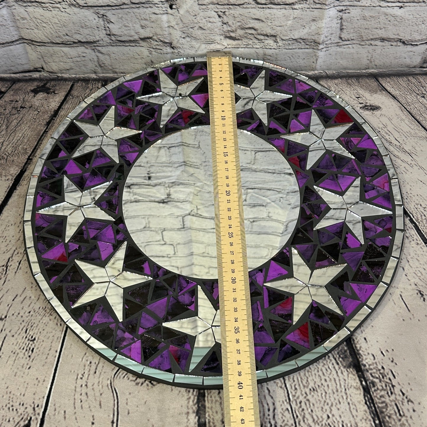 Purple Stars Mosaic Tile Wall Mirror 40cm x 40cm 16 Inches Handmade New