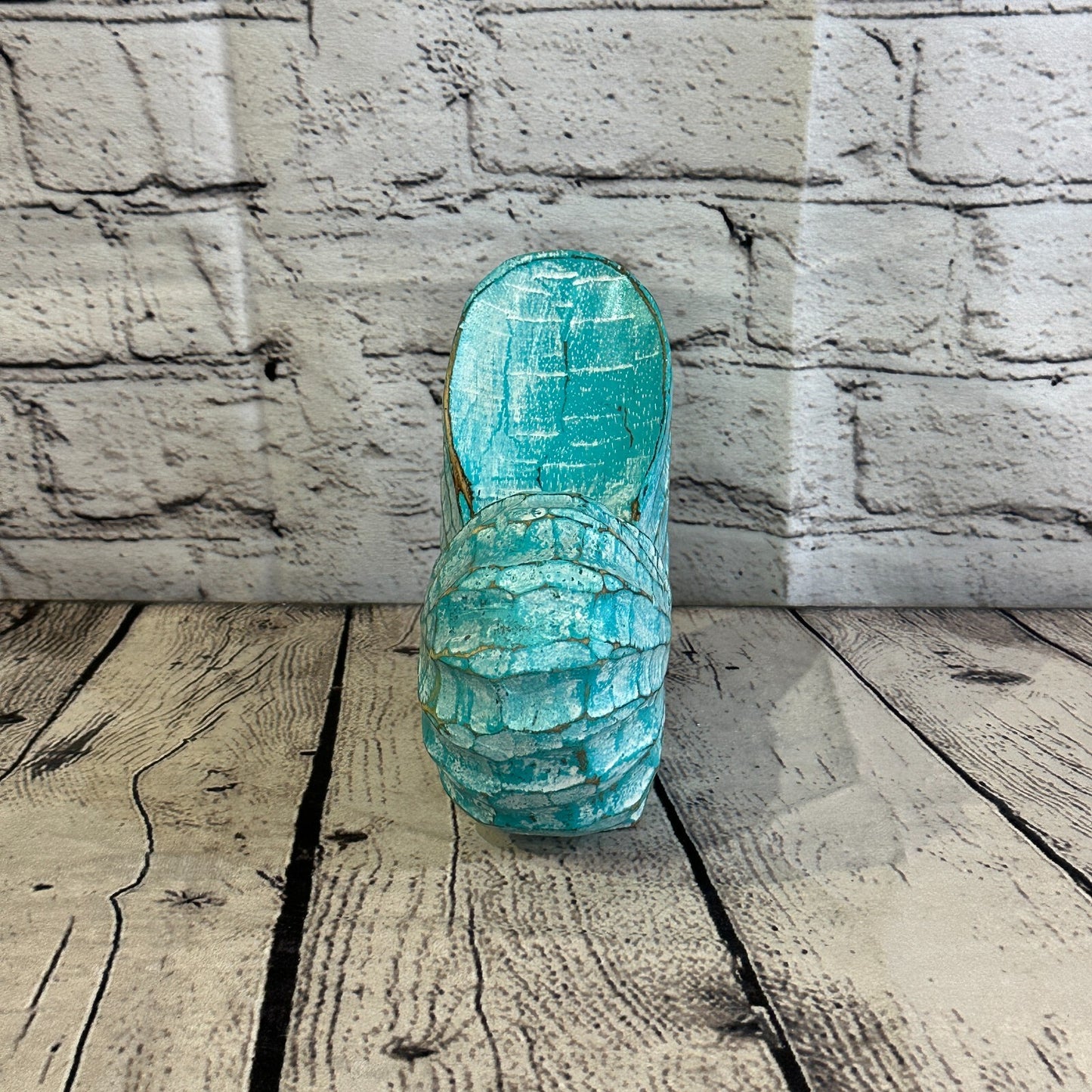 15cm Green Polish Nautilus Shell Ornament Decor Carved Light Wood Parcel Figure
