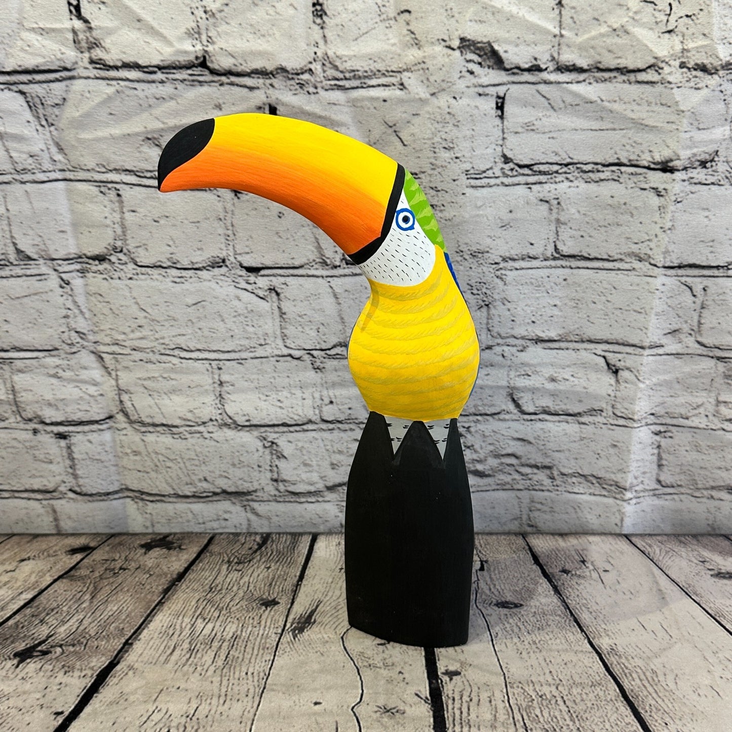 30cm Blue Toucan Bird Ornament Statue Fair Trade Hand Made Carved Wood