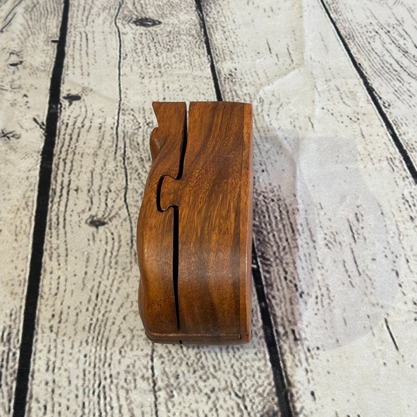 Carved Sleeping Cat 4 Bit Wooden Puzzle Box Secret Box Magic Trinket Handmade
