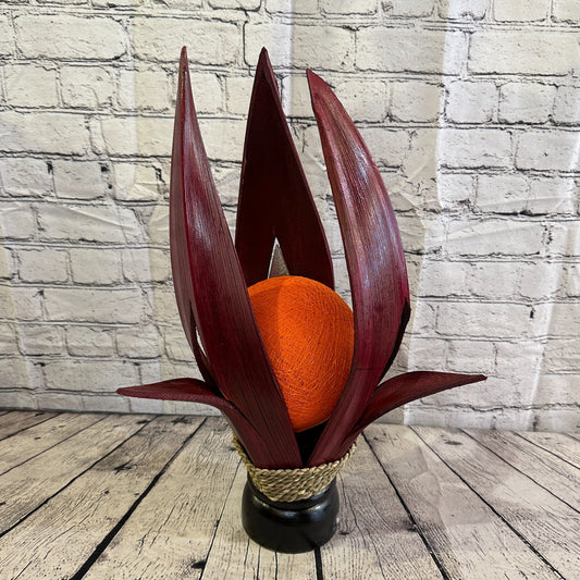 Orange Red Leaf Natural 50cm Tall Leaf Lamp Twist LED UK Mains Plug Design 11