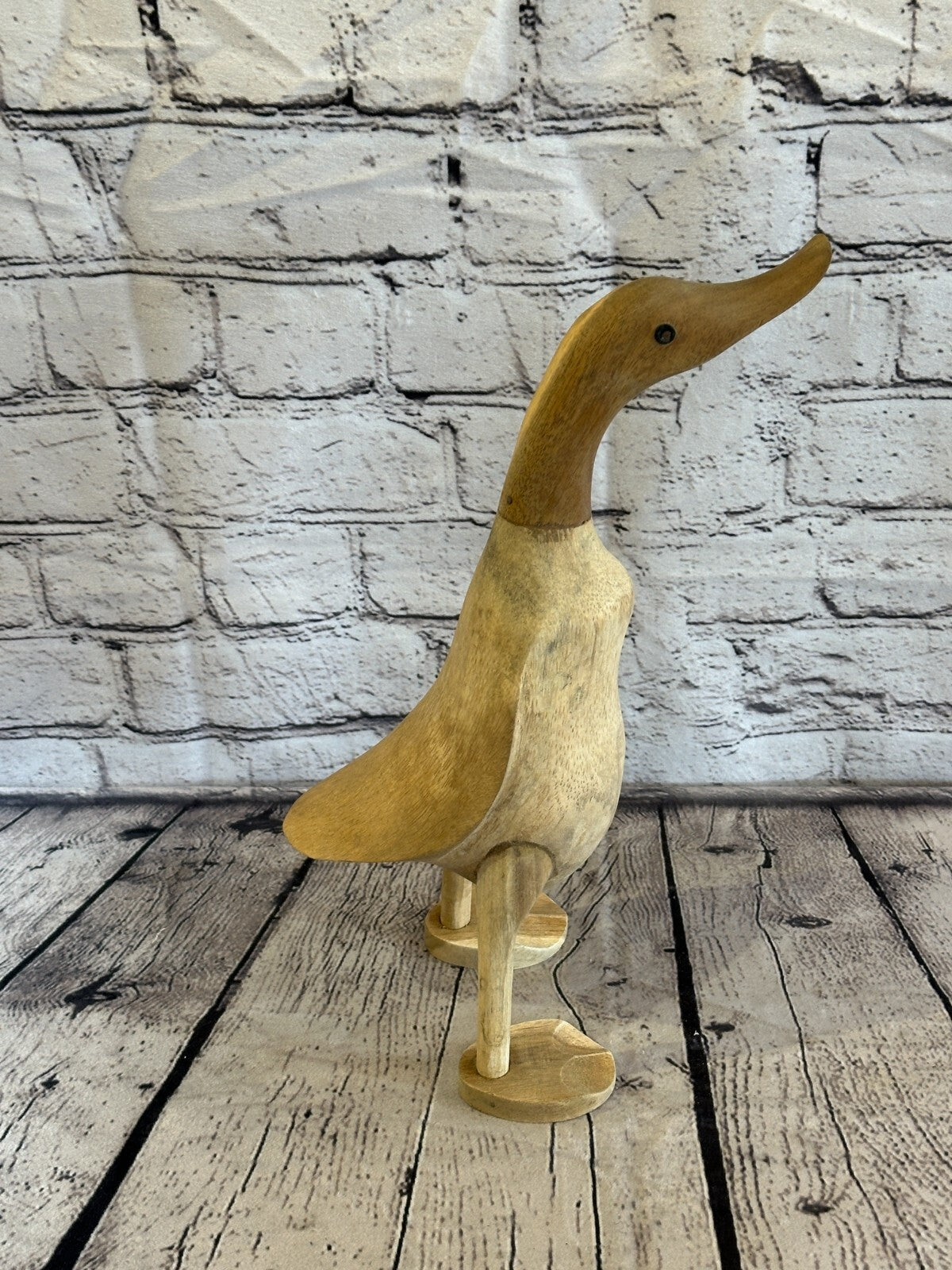 Looking Forward 30cm Tall Wooden Hairy Duckling Baby Duck Bamboo Root Fairtrade
