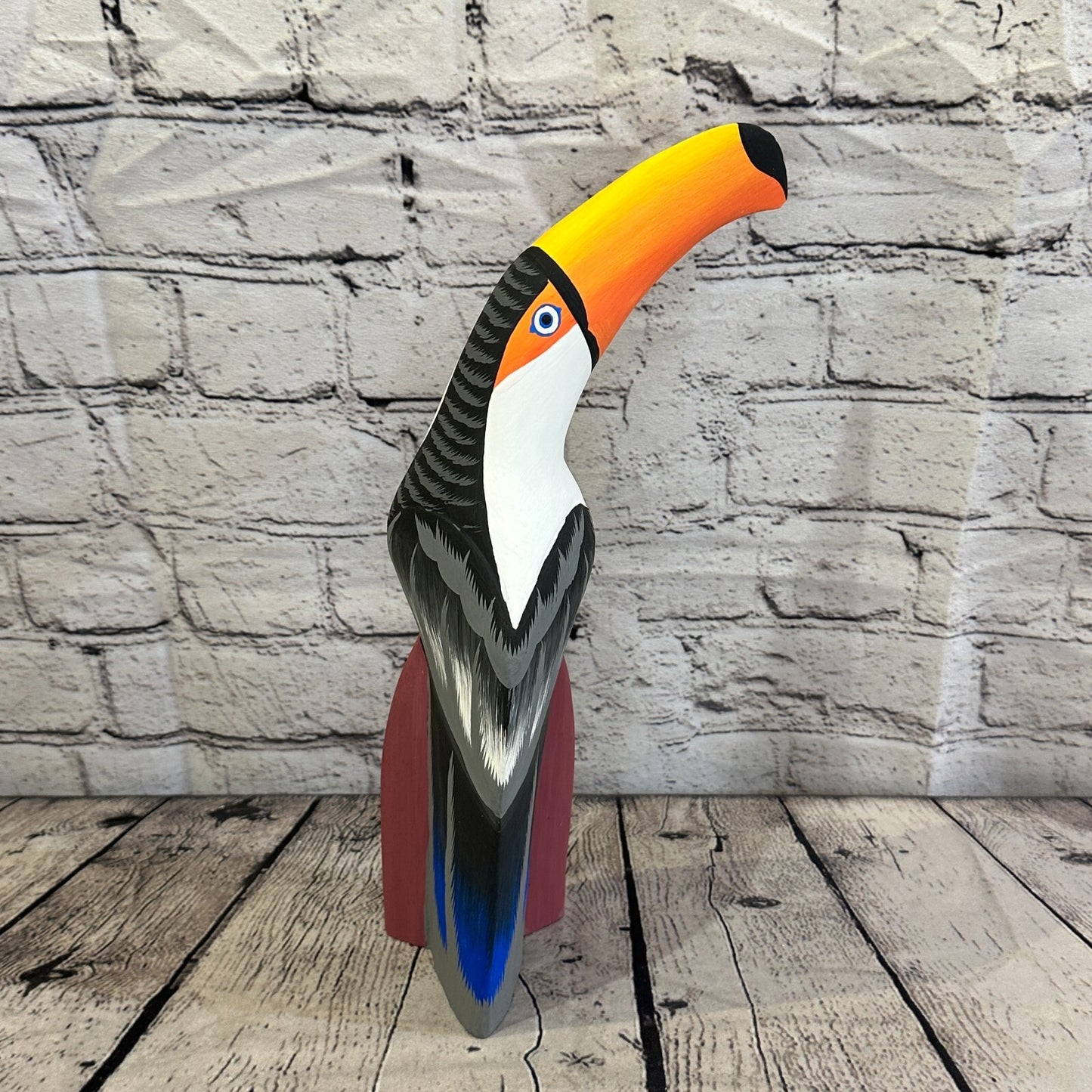 30cm Black Toucan Bird Ornament Statue Fair Trade Hand Made Carved Wood