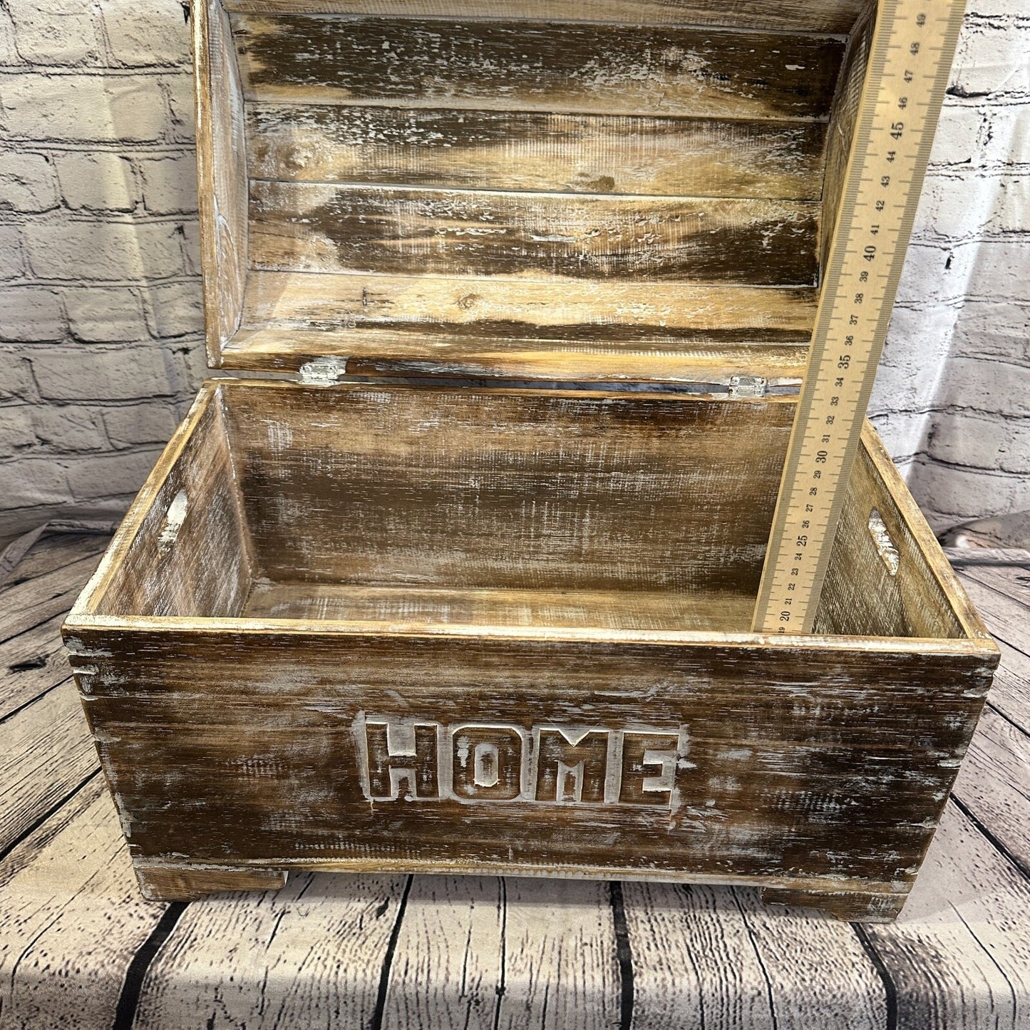50cm x 35cm x 30cm Brown Home Wood Box Wooden Chest Storage Craft Handles Lid