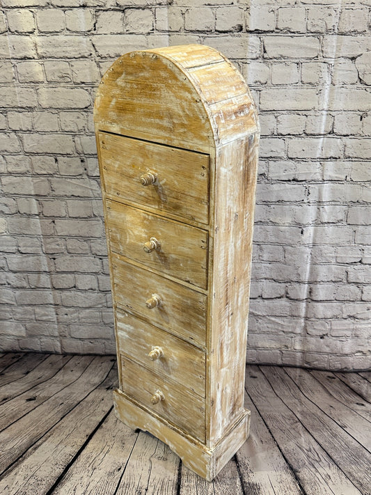 100cm x 30cm White 5 Draw Wooden Side Cabinet Living Hallway Storage Furniture